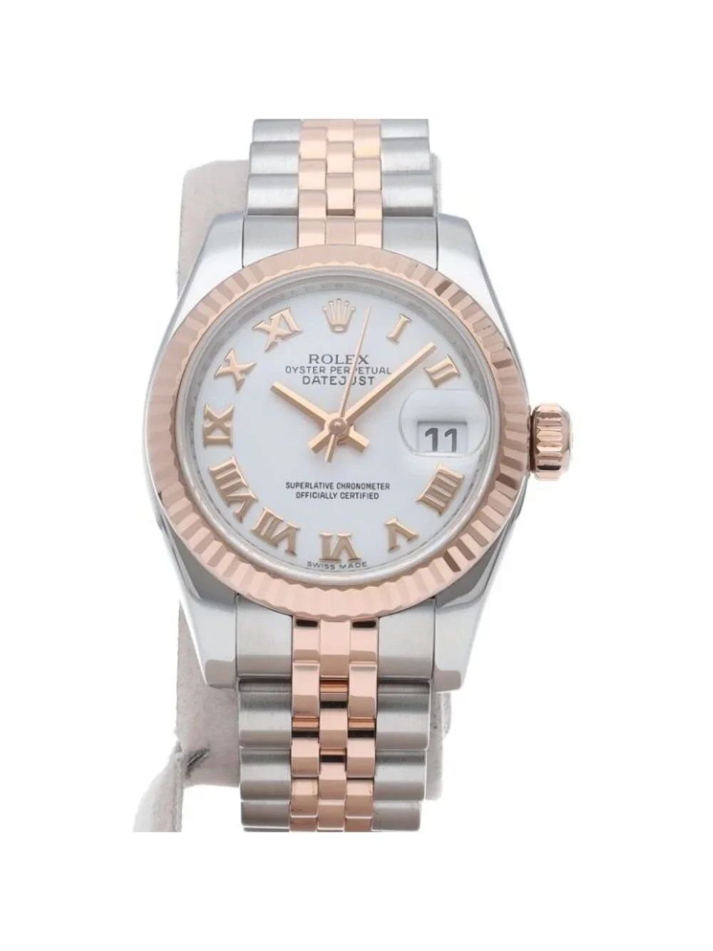 Rolex Datejust 26 Watch Jubilee 18k Pink Gold SS White Finish